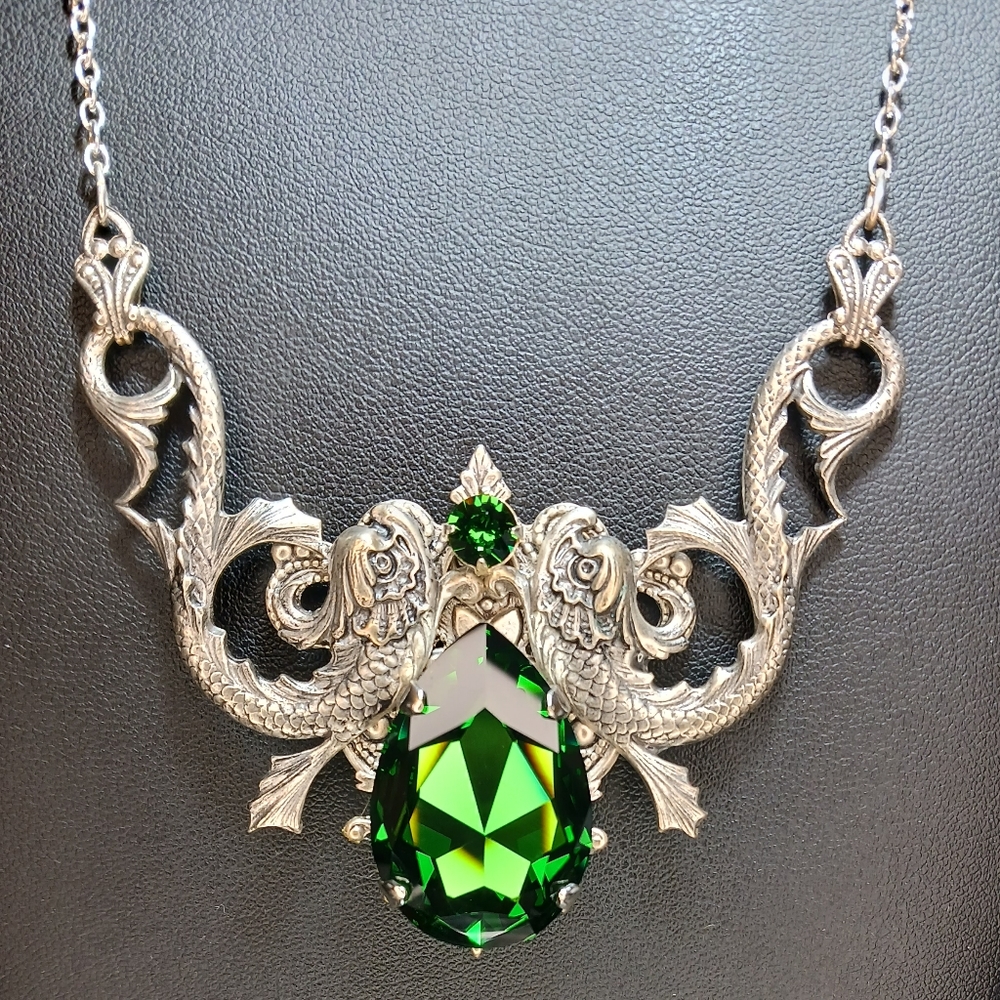 Enchanted Darkling Dragon Fish Statement Necklace… - image 2